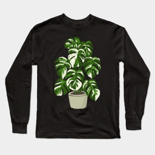 Monstera borsigiana variegated plant with fenestrations Long Sleeve T-Shirt